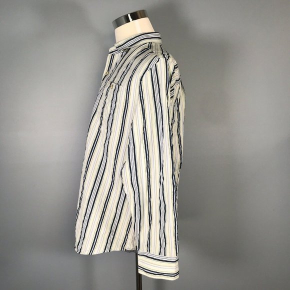 Tommy Bahama Men's Shirt XL Extra Large Cotton Silk Striped Blue Green - Picture 6 of 12